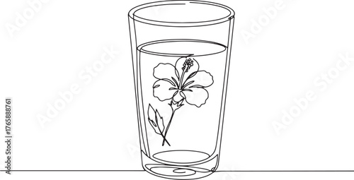 Minimalist Hibiscus Tea Line Art: Refreshing and Elegant Drink I