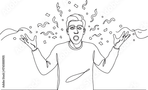 Overwhelmed Man Reacting to Surprise Celebration in Continuous L