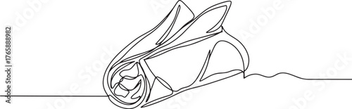 Elegant single continuous line drawing of crab rangoon appetizer
