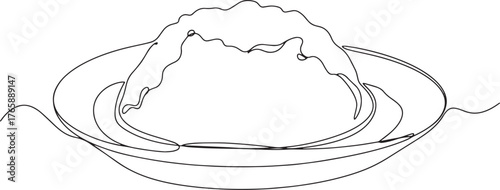 Minimalist contour illustration of traditional Zimbabwean sadza