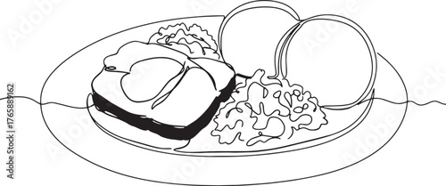 Minimalist single line drawing illustration of traditional Czech