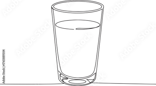 Elegant single line drawing illustration of a glass of kefir dri