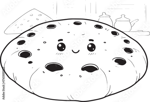 Adorable Anjero with Cute Facial Expression in Black and White D