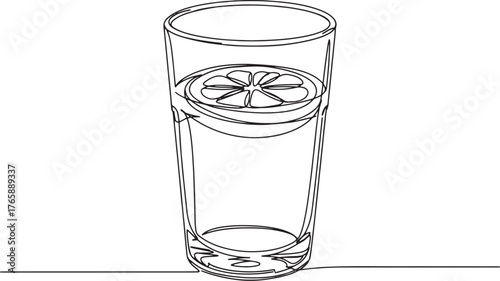 Single continuous line drawing refreshing lemon infused water in