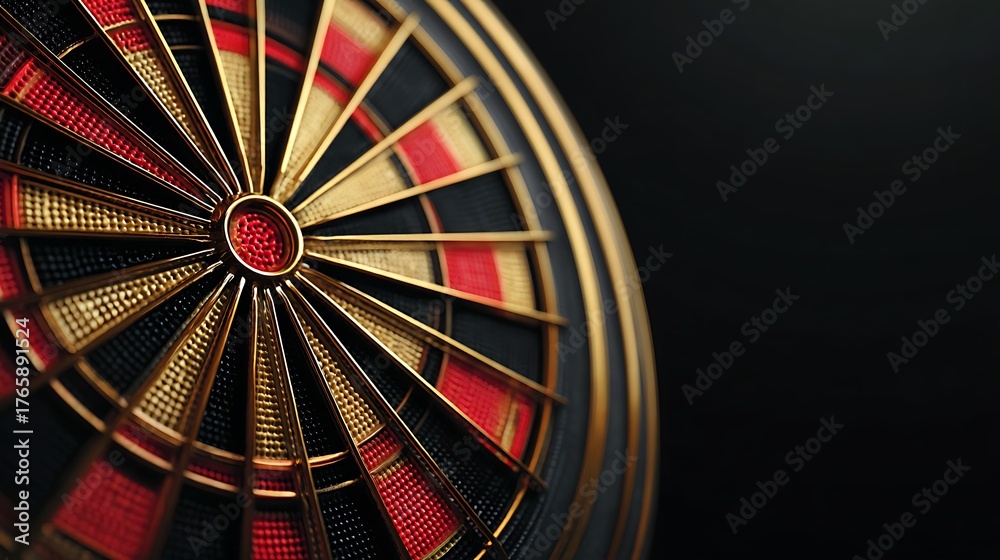 Obraz premium Closeup of a professional dartboard with red and gold segments.