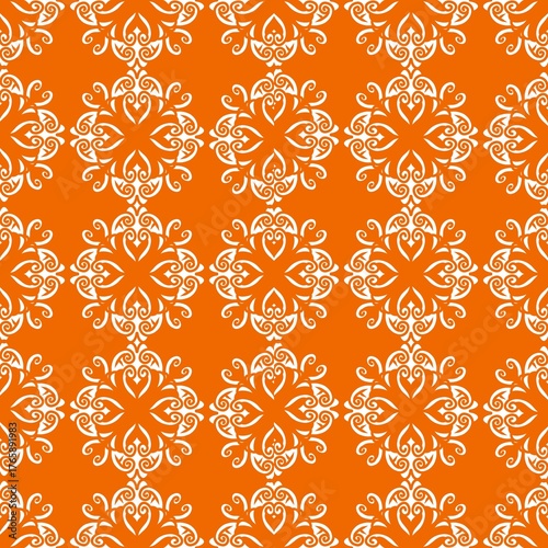 Orange Floral Classic Pattern
Traditional floral ornament pattern in white and orange, elegant and vintage-inspired.