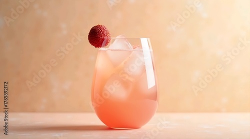 Elegant lychee cocktail with pastel background