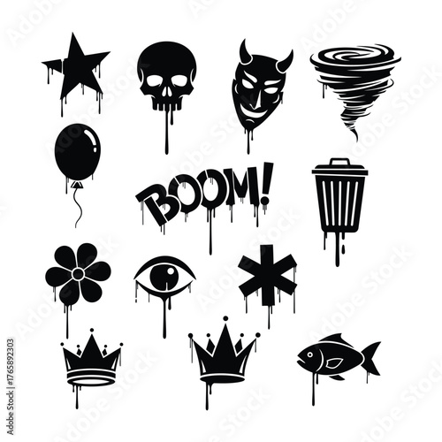 Collection of diverse family silhouettes showing parents holding children and interacting happily