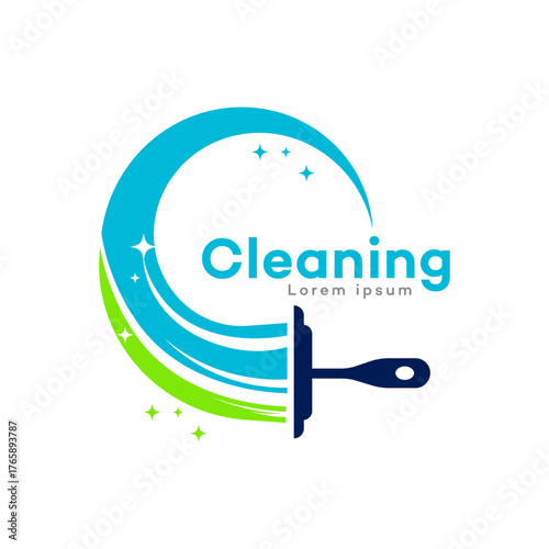 Cleaning Service Logo Design  Modern Squeegee Branding