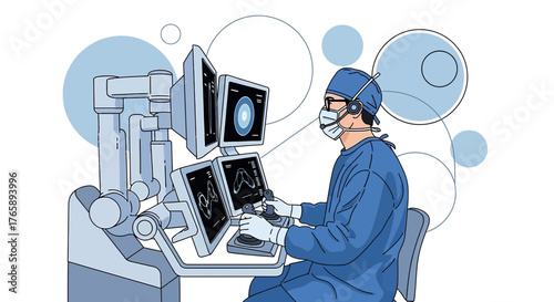 Surgeon operating a robotic surgical system with precision for advanced healthcare solutions