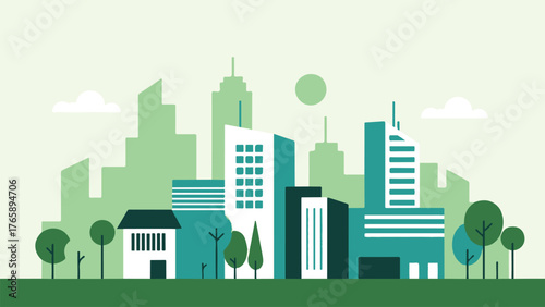 city landscape with trees