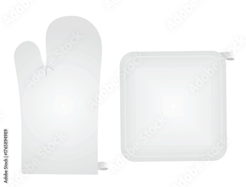 White cooking glove and pad. vector illustration