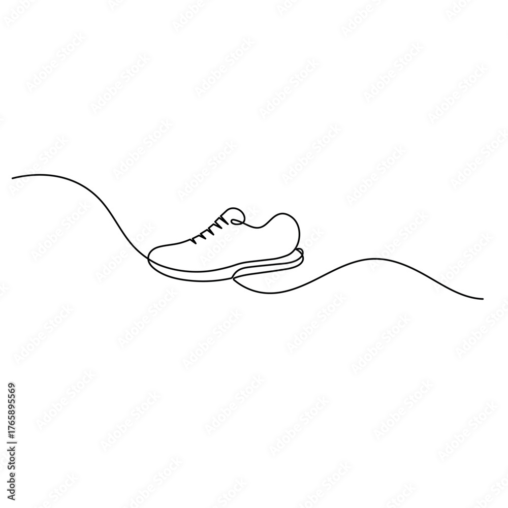 Obraz premium Shoe icon continuous one line drawing outline vector illustration 