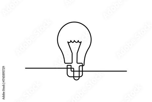Light bulb single line art icon design 