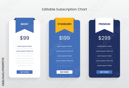 Digital product pricing plans table, pricing chart, price list for web or app. Product comparison business web plans. Subscription features checklist template. Ui UX pricing design tables with tariffs