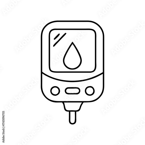 Vector art of blood glucose meter with a drop icon on screen