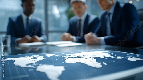 Diplomatic representatives at formal negotiation table following strict international protocol, symbolizing global relations, respectful dialogue, and carefully structured decision-making