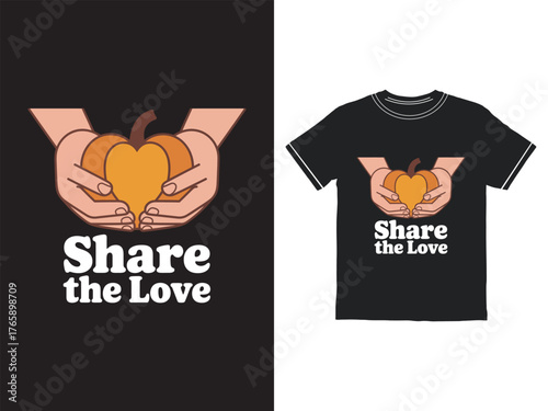 Share the love concept featuring a heart shaped pumpkin in hands