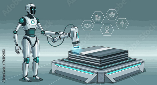 Automated innovation: Robot inspecting layered materials using advanced robotic arm and sensing