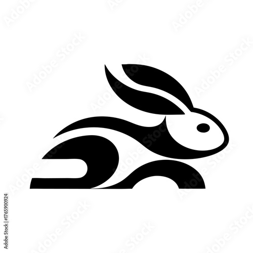 Modern black and white rabbit logo for branding, marketing, and design projects requiring a touch of elegance and sophistication for impactful visuals
