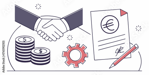 Strategic partnership handshake loop connects customer communication to goal achievement and operational efficiency