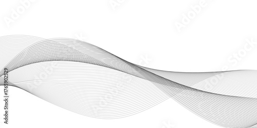 Abstract wavy white and grey curved lines on transparent background. Technology background, Design for brochure, flyer, banner, template, business wave lines background.	