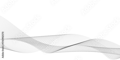 Abstract wavy white and grey curved lines on transparent background. Technology background, Design for brochure, flyer, banner, template, business wave lines background.	