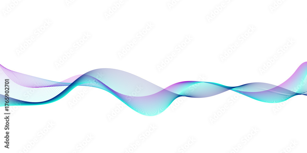 Fototapeta premium Colorful wave technology voice line on transparent background.