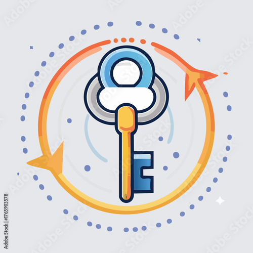Key concept of access and security with circular arrows.