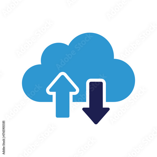 Cloud Upload and Download Icon for Data Storage Design