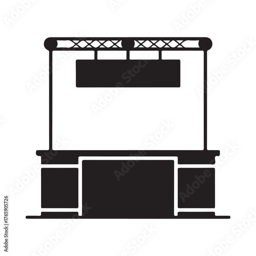 Simple silhouette of an empty market stall or booth