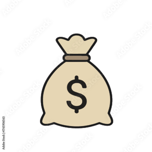 Bag of money with dollar sign symbolizing wealth and financial success