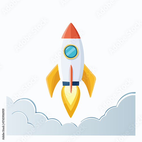 Rocket Launching into Space with Smoke Trails.