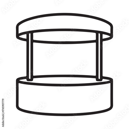 Simple outline drawing of a traditional wishing well