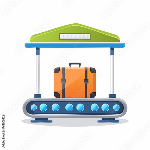 Suitcase on Baggage Claim Conveyor Belt Illustration.