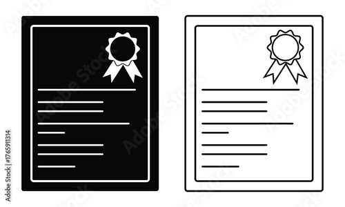 Certificate icon vector design. Silhouette of modern certificate design. Certificate design for school, college, Diploma, Graduate.