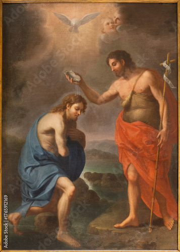 SALERNO, ITALY - OCTOBER 6, 2025: The painting of Jesus with the St. Ignace o...