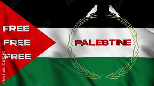 Free Palestine Waving Flag Animation, 4K Seamless Waving animation. Palestine waving flag seamless looping animation.