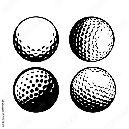 Golf Ball Icons Vector Set