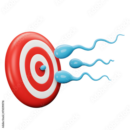 Sperm cells race to a target 3D rendering of fertility concept isolated on white background