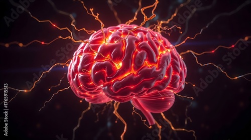 Glowing abstract brain representing creativity, imagination, and innovative thinking.