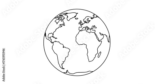 Simple outline drawing of the Earth globe on white background.