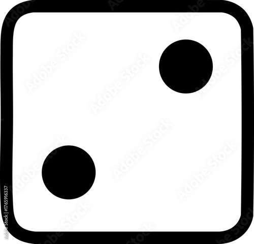 Double Dot Dice Face Two Icon — Flat Minimal Outline Vector Illustration