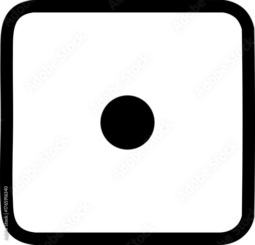 Single Dot Dice Face One Icon — Minimalist Flat Outline Vector Illustration
