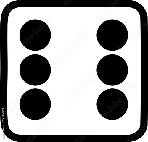 Six Dot Dice Face Icon — Minimal Flat Outline Vector Illustration