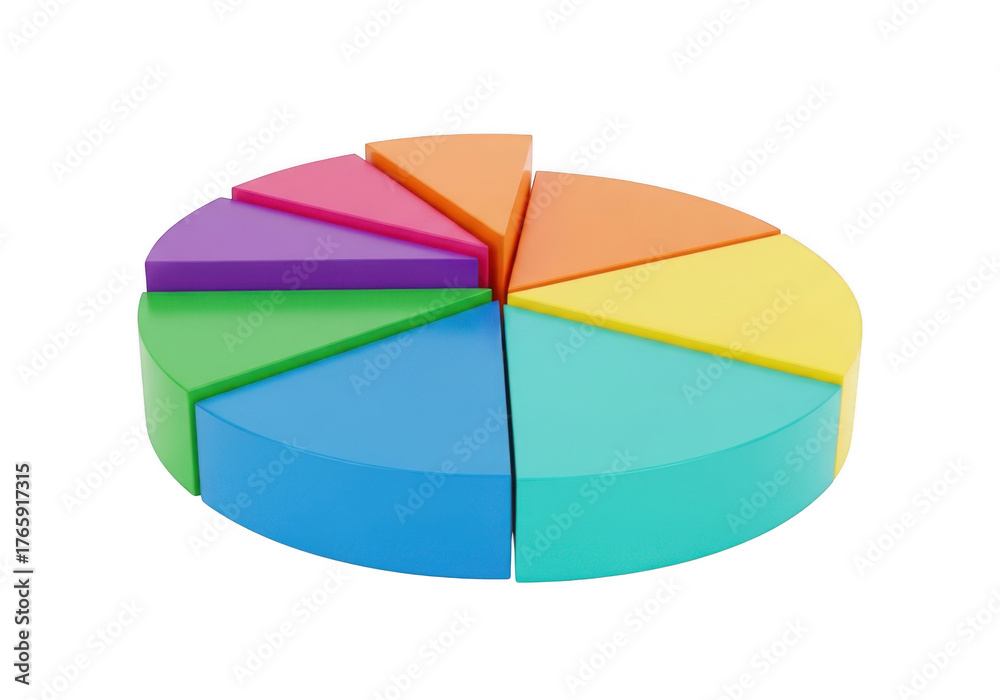 Obraz premium Colorful pie chart isolated on transparent background