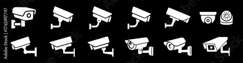 Security camera and CCTV surveillance icons collection 