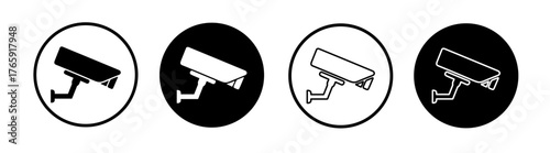 Security Camera or cctv sign, logo, badge, icon, sticker, label, emblem, stamp, symbol, video surveillance