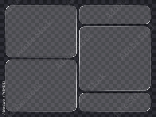 Wallpaper Mural Glossy liquid glass interface elements with glowing white borders. Futuristic geometric vector frames and buttons. Perfect for futuristic UI, app design, and digital mockups. Torontodigital.ca