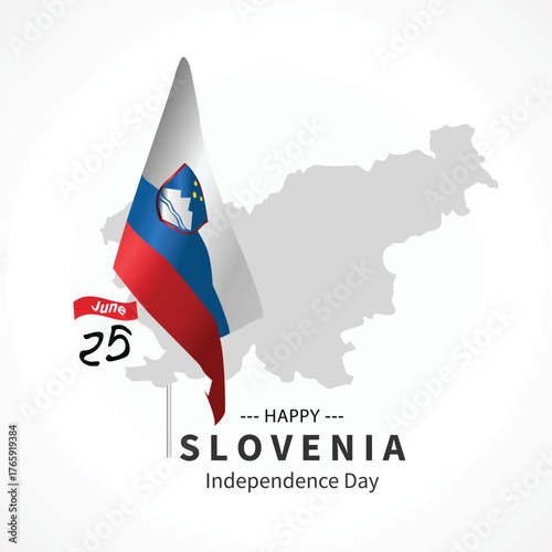 Slovenia Independence Day post illustration on whtie background